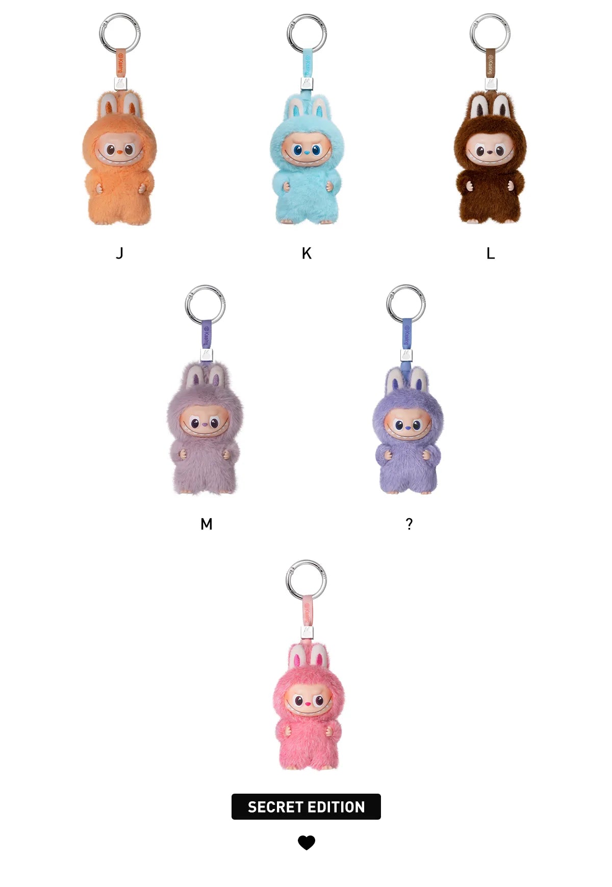 THE MONSTER LABUBU PIN FOR LOVE SERIES - Vinyl Plush Pendant blind box (A-M)(N-Z) (28 COLOURS)