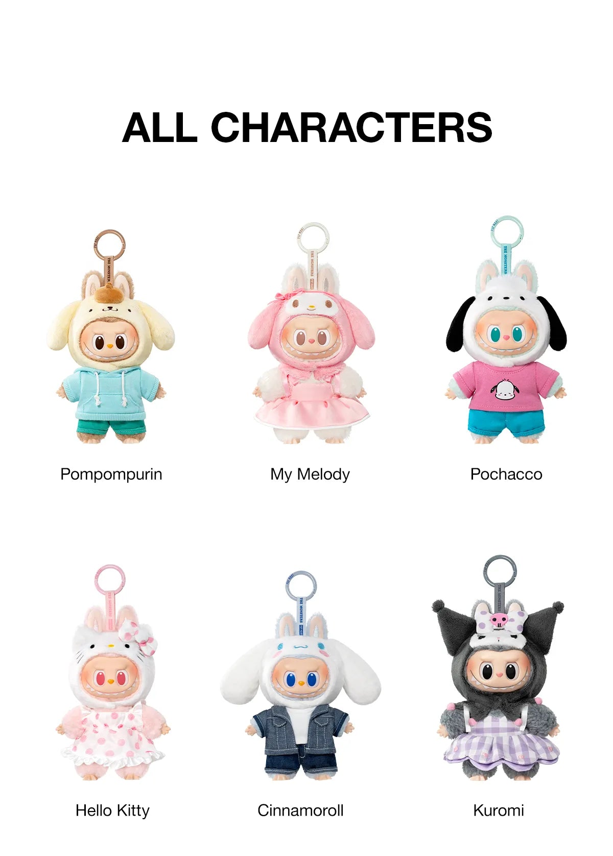 THE MONSTERS LABUBU × Sanrio Characters Series-Vinyl Plush Pendant Blind Box
