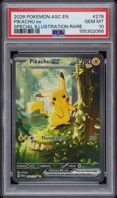 POKEMON PIKACHU ex 2026 ASCENDED HEROES #276 SPECIAL ILLUSTRATION RARE PSA 10