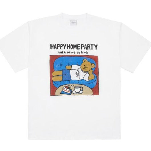 ADLV HAPPY HOME PARTY SHORT SLEEVE T-SHIRT TEE WHITE (DIRECTLY FROM KOREA)