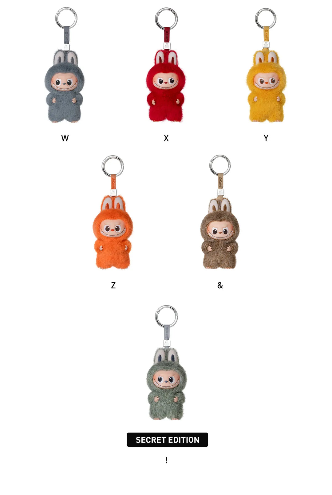 THE MONSTER PIN FOR LOVE SERIES - Vinyl Plush Pendant blind box (A-M)(N-Z) (28 COLOURS)
