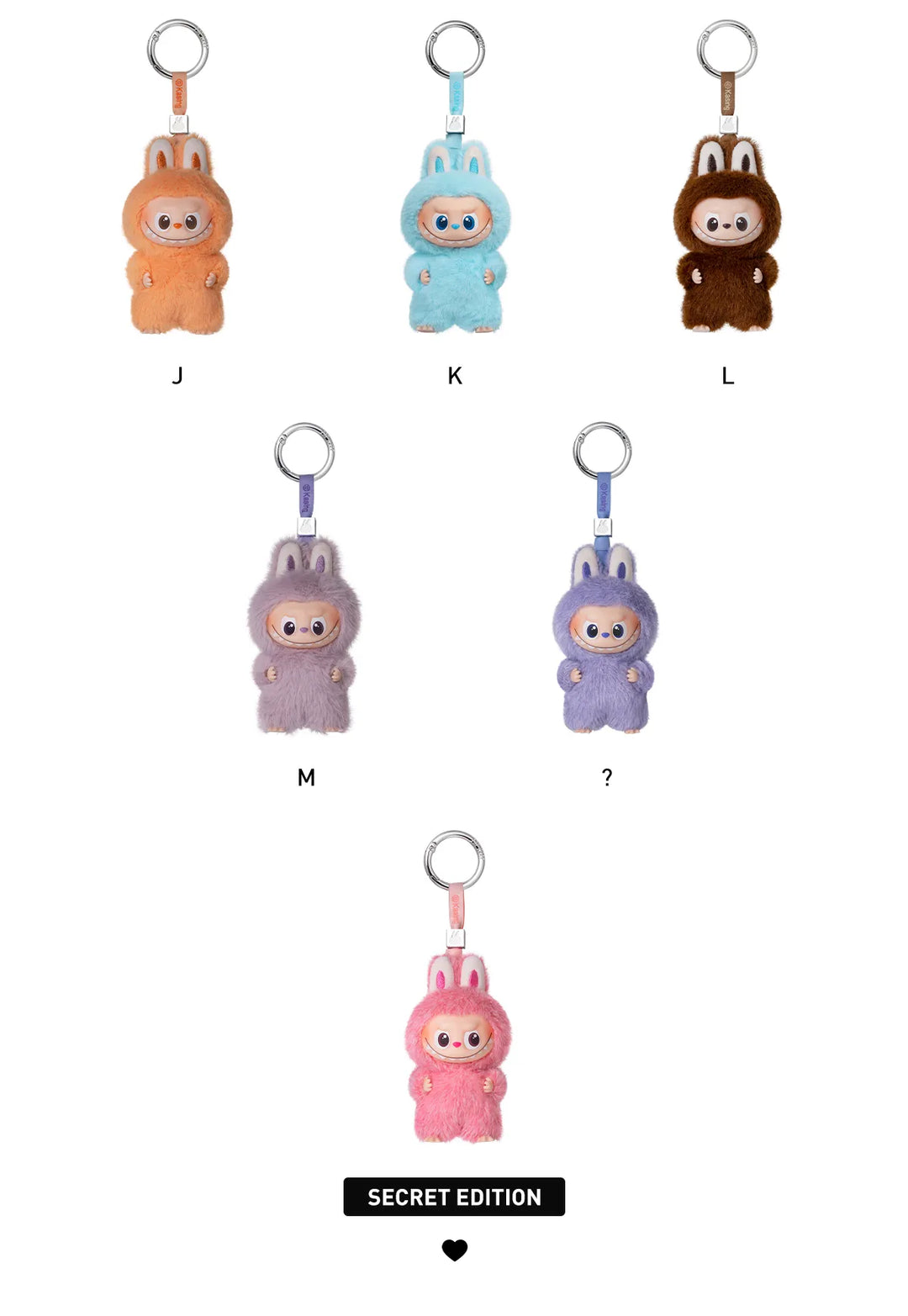 THE MONSTER PIN FOR LOVE SERIES - Vinyl Plush Pendant blind box (A-M)(N-Z) (28 COLOURS)