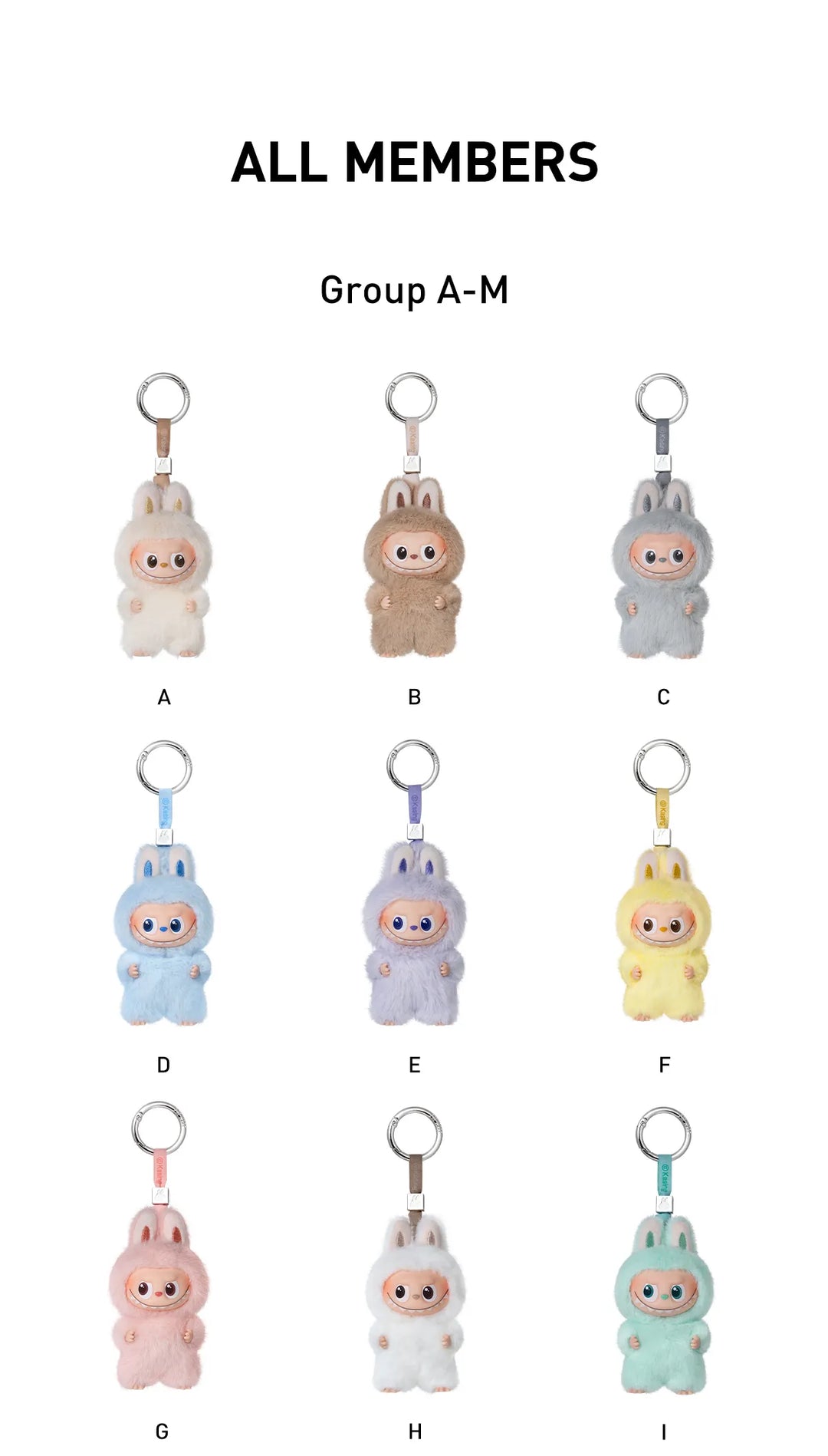 THE MONSTER PIN FOR LOVE SERIES - Vinyl Plush Pendant blind box (A-M)(N-Z) (28 COLOURS)