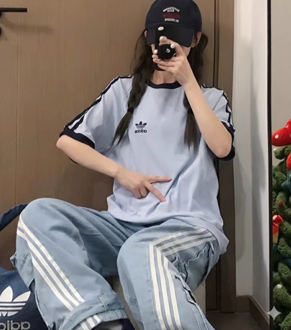 ADIDAS CLASSIC 3 STRIPES TEE T-SHIRT (SAME DESIGN JENNIE)