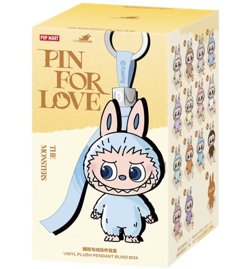 THE MONSTER PIN FOR LOVE SERIES - Vinyl Plush Pendant blind box (A-M)(N-Z) (28 COLOURS)