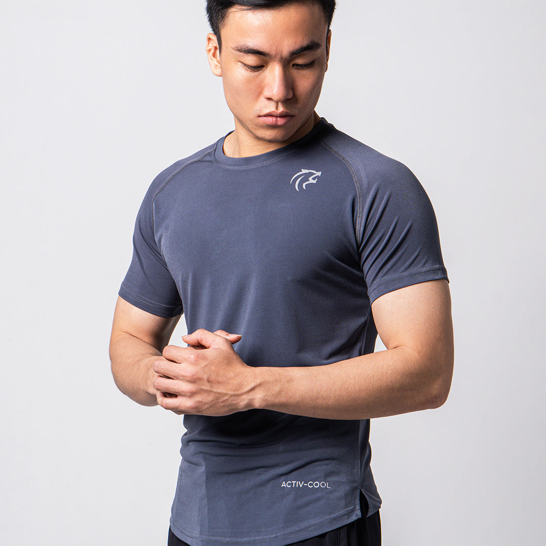 Gymlab Regular Fit Gym T-Shirt Tee with Gymlab Technology Korea - Silver logo