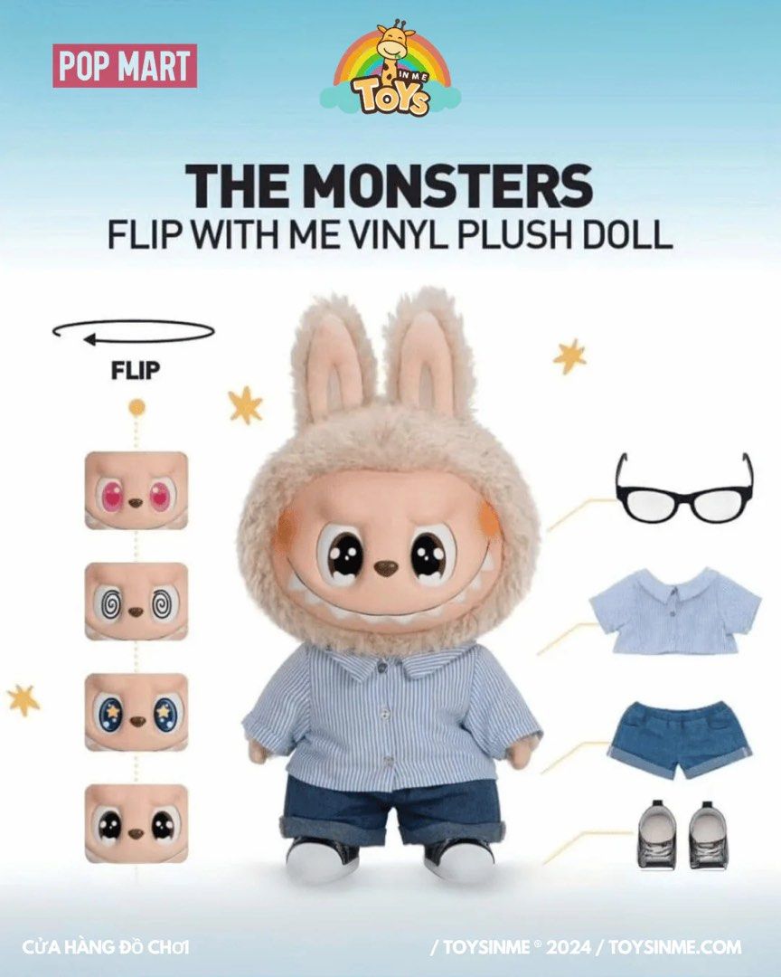 POPMART THE MONSTERS - FLIP WITH ME Vinyl Plush Doll