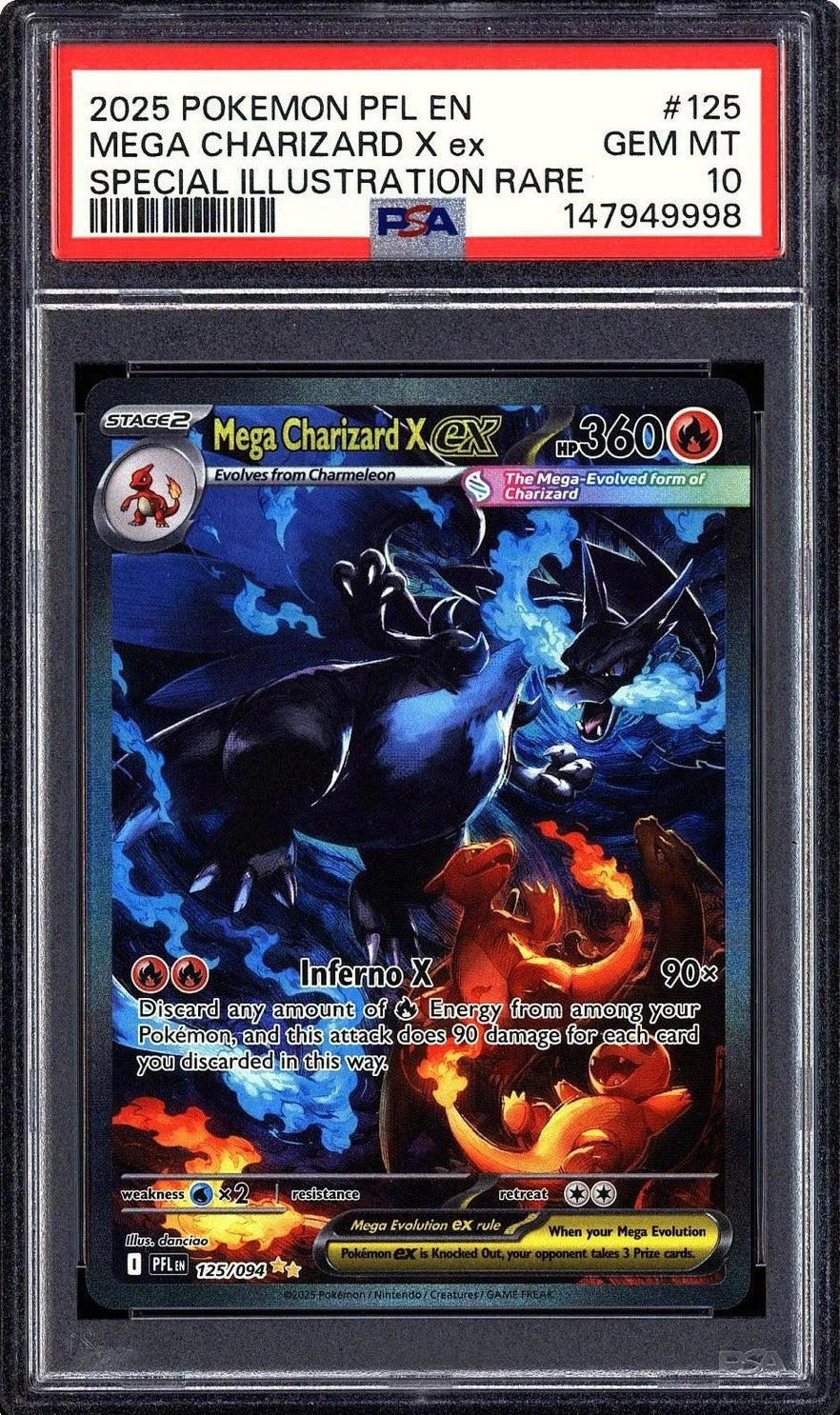 Pokemon 2025 Mega Charizard X ex 125/094 SIR Phantasmal Flames GEM MINT PSA 10