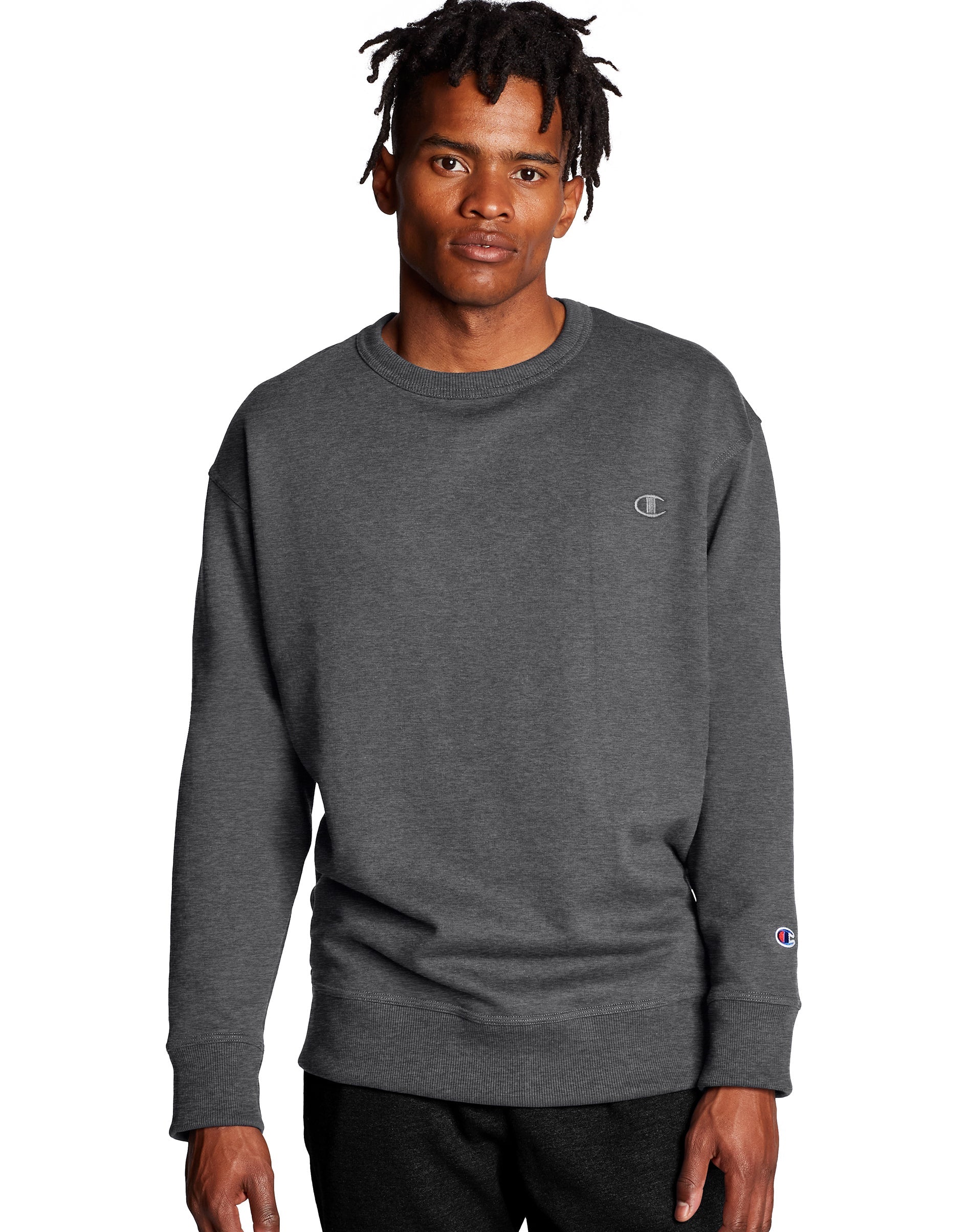 Champion men's graphic sales powerblend fleece crew