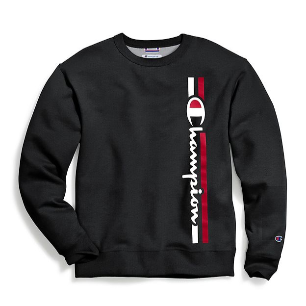 Champion Men's Fleece Crew Vertical Logo Sweater